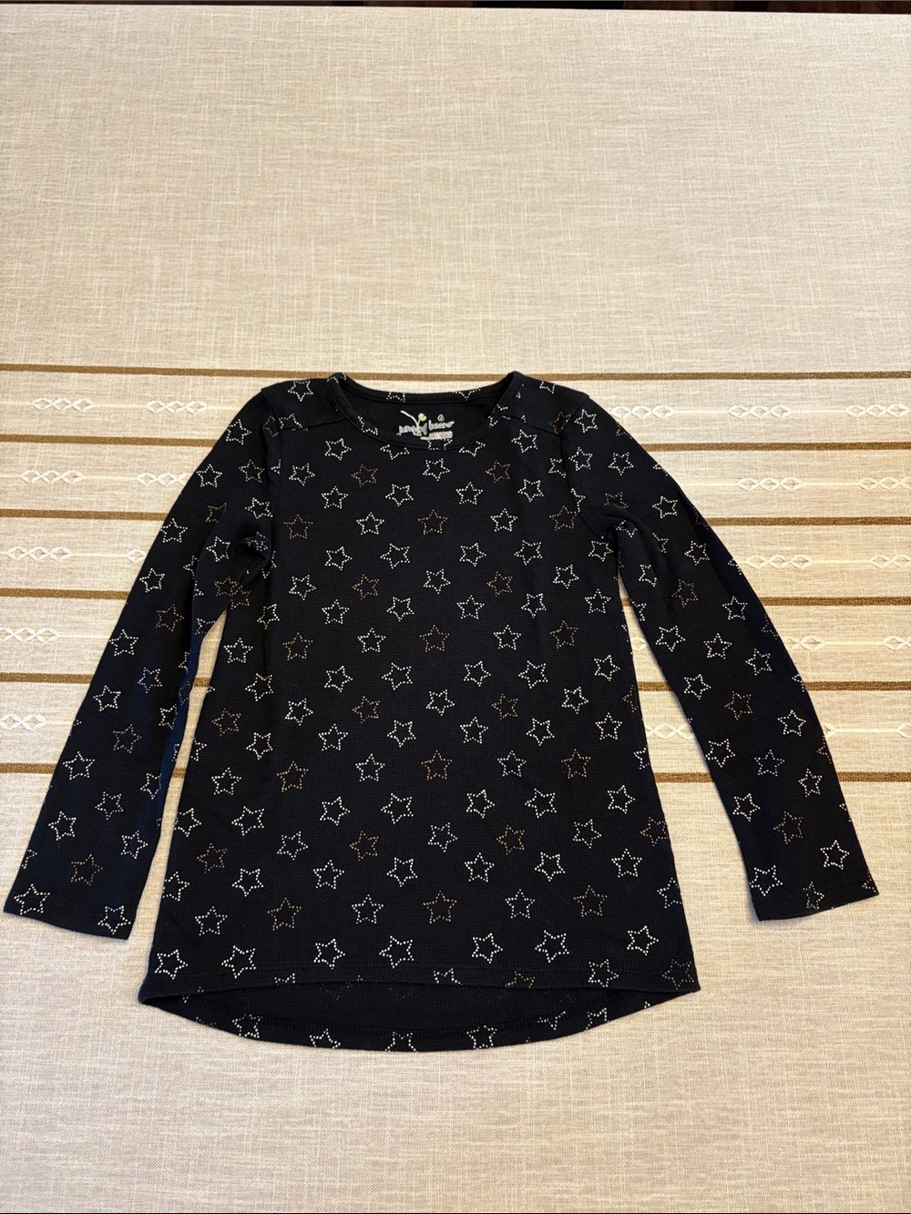 jumping beans Black Long-Sleeve Top with Silver and Gold Star Print
